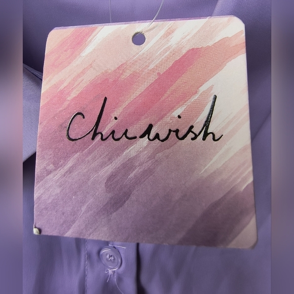 Chicwish Lavender Airy Button Up Shirt Fairy Dress with Feather Trim S NWT - Picture 5 of 14